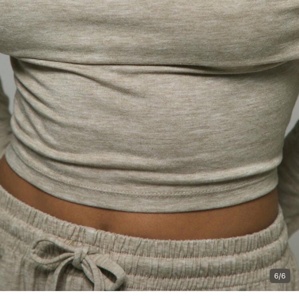 Off-Shoulder Beige Lounge Set - image 5